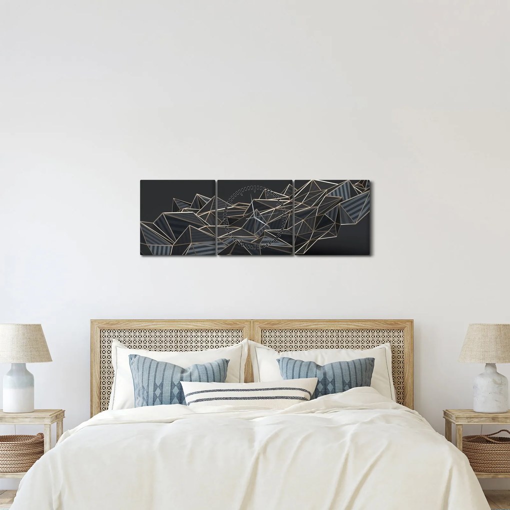 Obraz abstrakcie (s hodinami) (90x30 cm)