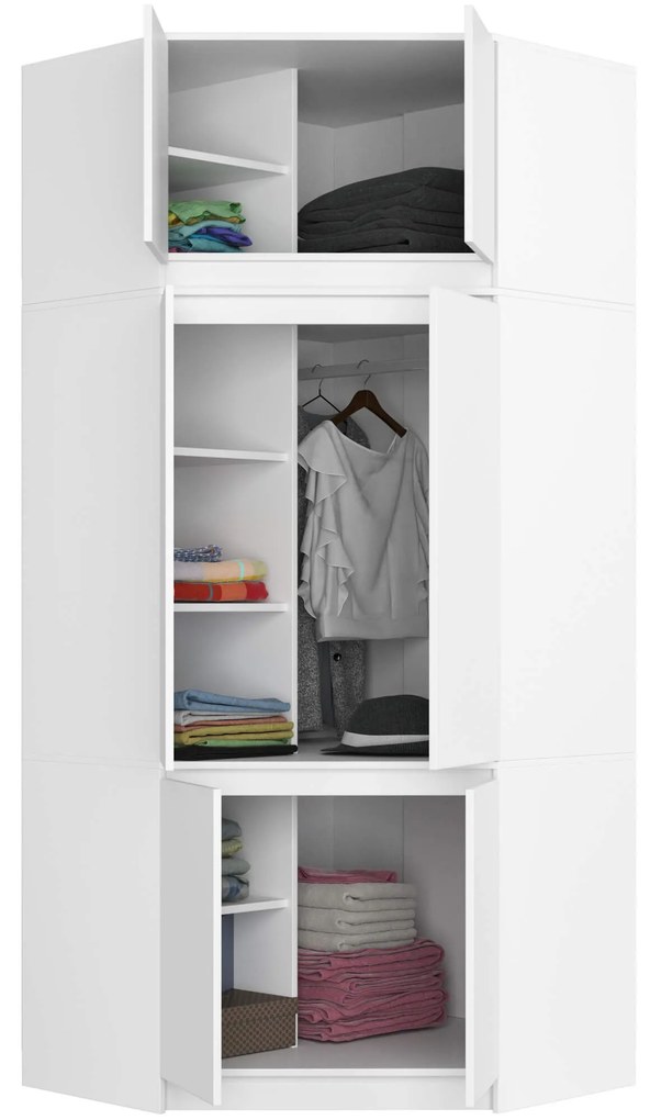 Nadstavec na rohovú šatníkovú skriňu CLP 100 cm biely
