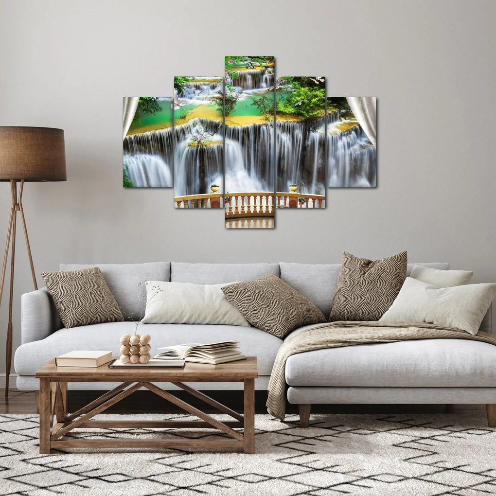 Obraz - Výhľad na kúzelné vodopády (150x105 cm)