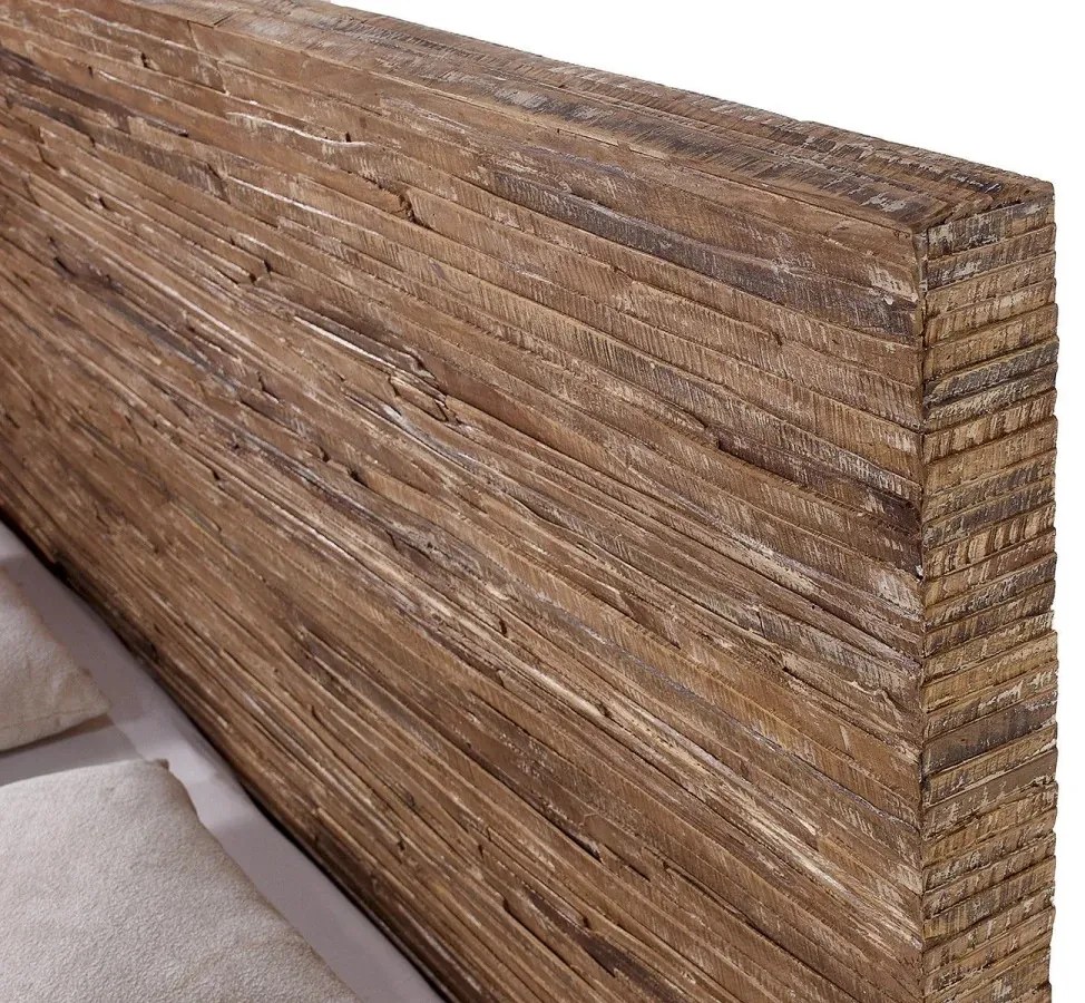 furniture-nabytek.cz - Masivní postel z mangového dřeva, pruhovaná, lakovaná, hnědá