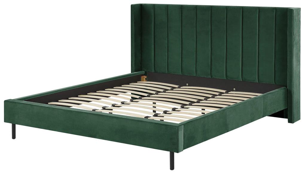 Zamatová posteľ 180 x 200 cm zelená VILLETTE Beliani