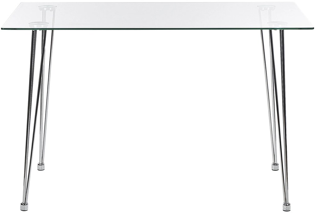 Jedálenský stôl so sklenenou doskou 120 x 70 cm strieborný WINSTON Beliani