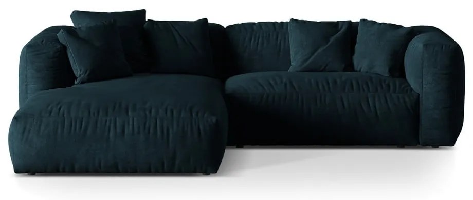 Tmavomodrá zamatová modulárna rohová pohovka (ľavý roh/s leňoškou) Martina – Micadoni