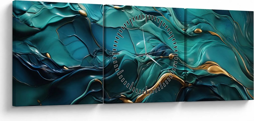 Obraz - Abstraktné textúry (s hodinami) (90x30 cm)