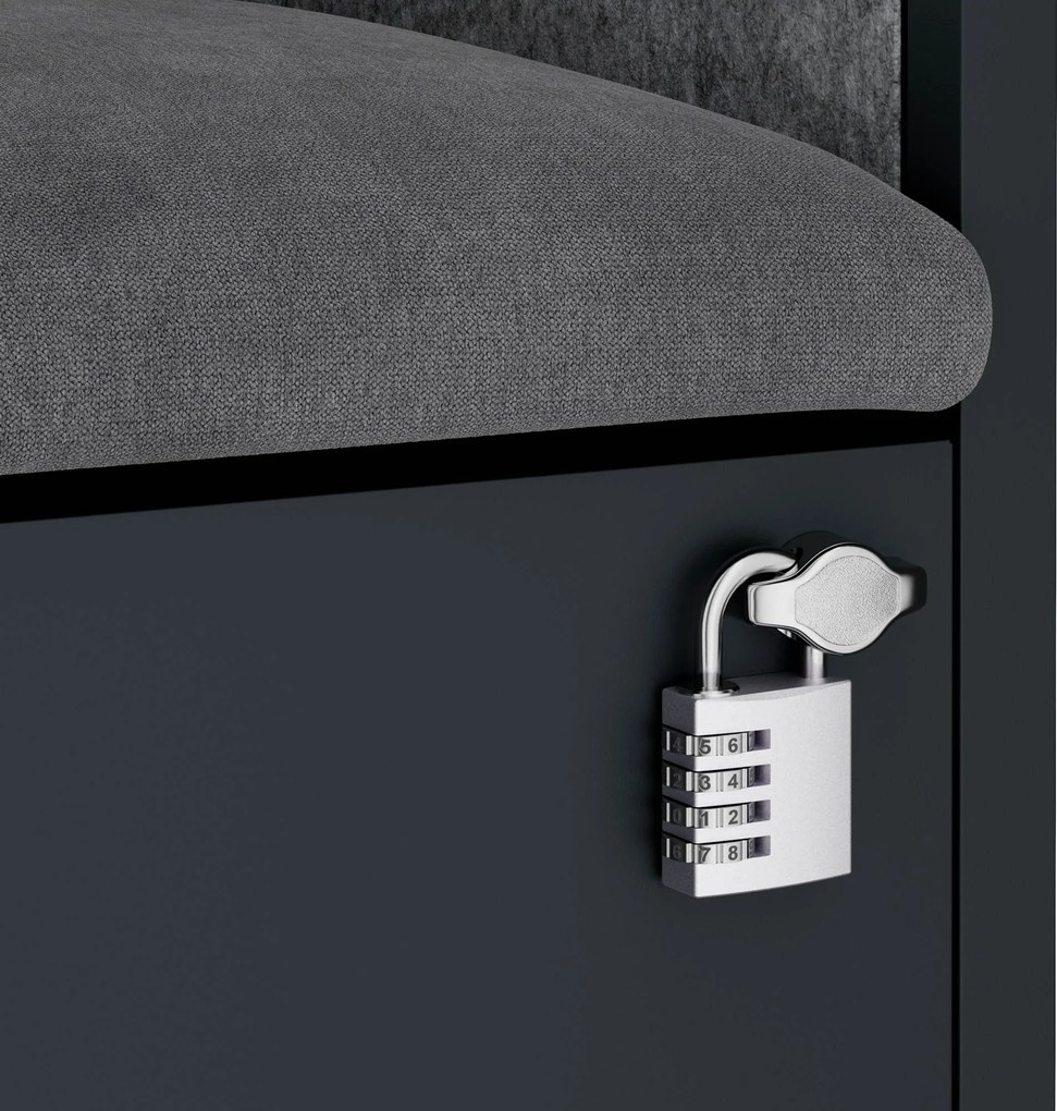 Kancelárska akustická kabína so sedadlom a portom USB-C, telo v antracitovej farbe / sedadlo v sivá farbe, 600 mm: SALLY MentalBox