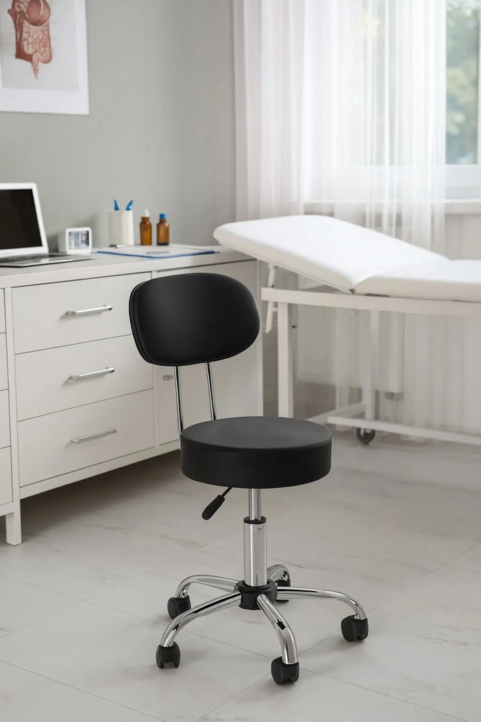 ModernHome Pracovná otočná stolička s operadlom - čierna