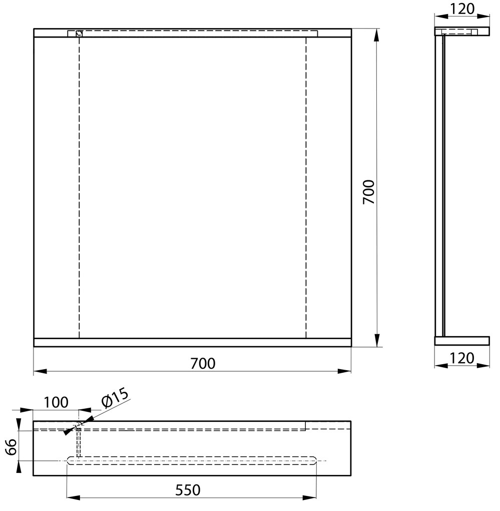 Aqualine Aqualine, KORIN STRIP zrkadlo s LED osvetlením 70x70x12cm, KO380S