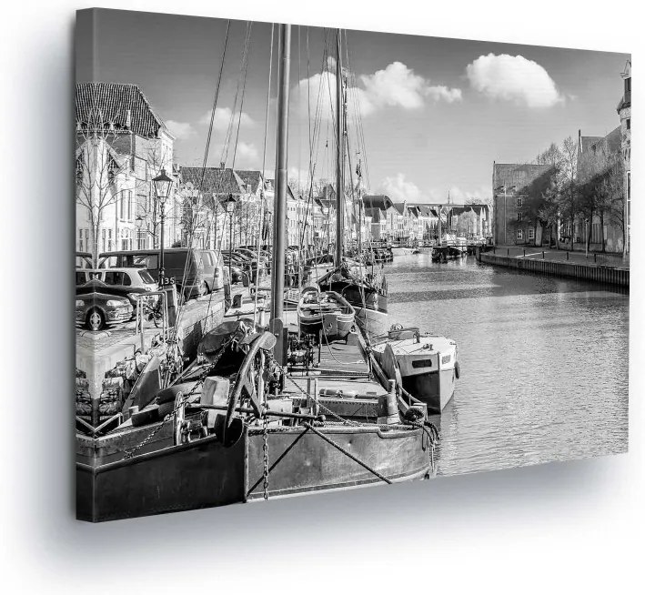 GLIX Obraz na plátne - Black and white harbor 80x60 cm
