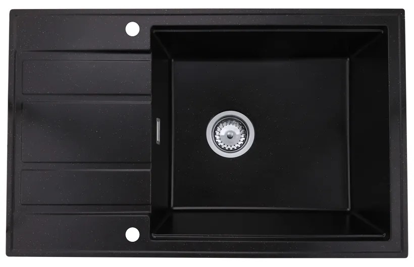 Gamma Modern 8010, 1-komorový granitový drez 800x500x210 mm, čierna so zlatými bodmi, GMA-ZM-8010-GD