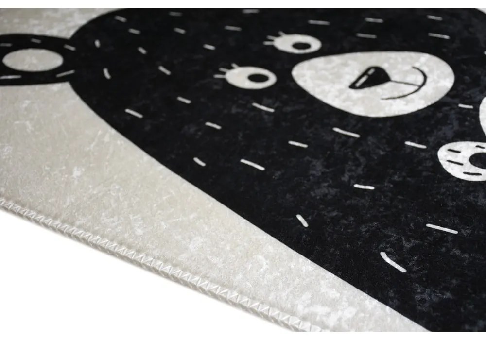 Čierno-biely prateľný detský koberec 120x180 cm Bear Family – Vitaus