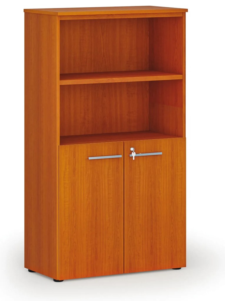 Kombinovaná kancelárska skriňa PRIMO WOOD, dvere na 2 poschodia, 800 x 420 x 1434 mm, čerešňa