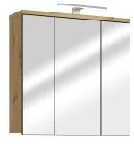 Nástenná kúpeľňová skrinka so zrkadlom VENOM zelená/dub artisan