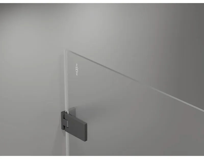 Mexen Lunar-F, 1-krídlový sprchový kút so skladacími dverami, pravý, 70 x 70 cm, 8mm číre sklo, grafitový profil, 836-070-070-95-00-P