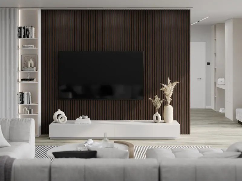 Mexen Lam-B, akustické stenové lamely 275 × 30 cm, HDF doska 4 mm, technická dyha, eben hnedý, S100-275307-3015-022