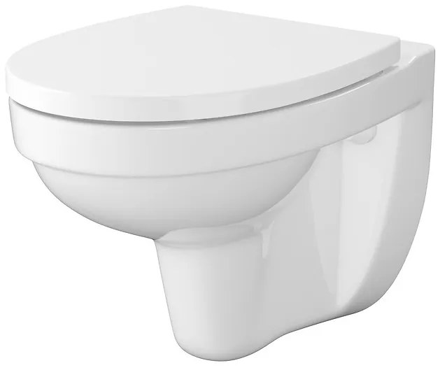 Cersanit Cersania SimpleOn, závesná WC misa 52,5x36x37,5 cm + sedátko s pomalým zatváraním z polypropylénu, horizontálny odpad, biela, S701-557