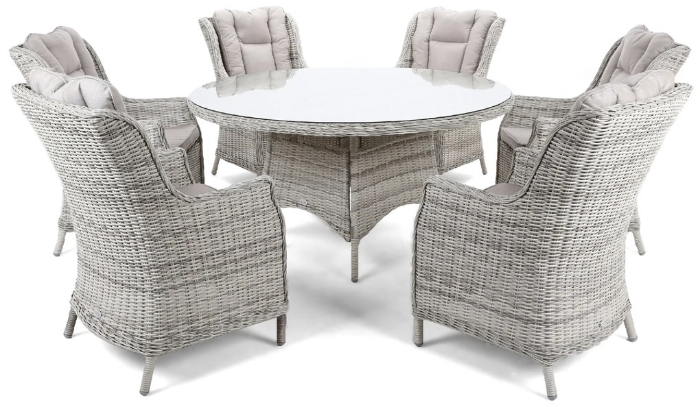 Ratanová jedálenská súprava KINGSTON 150 svetlo-sivá