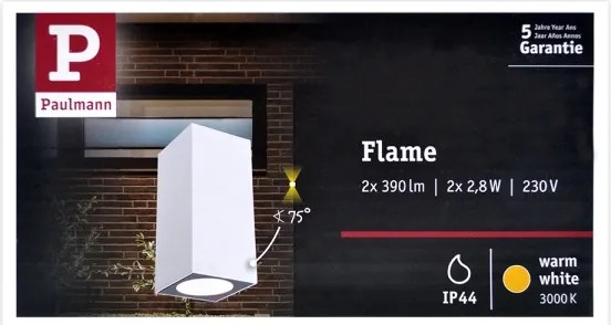 Paulmann 94330 - 2xLED/2,8W IP44 Vonkajšie nástenné svietidlo FLAME 230V biela