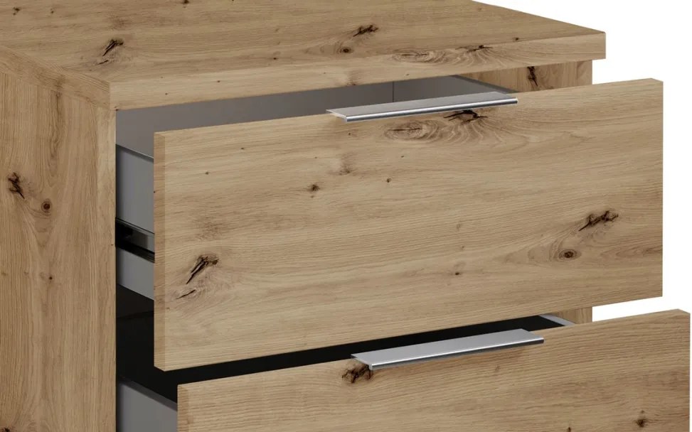 Nočný stolík s 2 zásuvkami Smilla, výška 43 cm, dub artisan