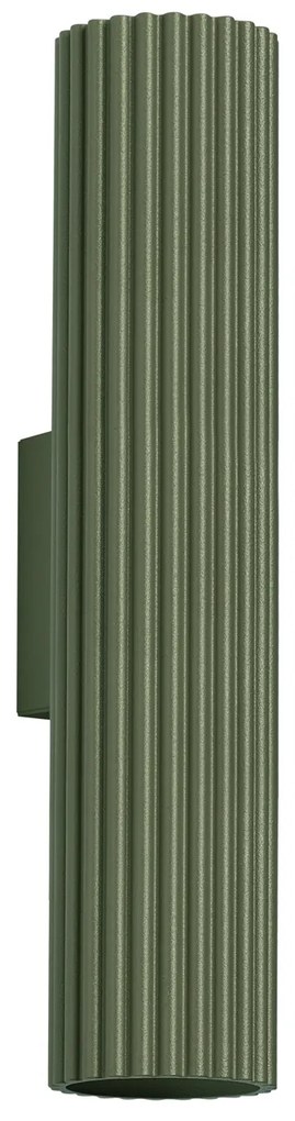 Nástenné svietidlo Karbon, 1x olivovo zelené kovové tienidlo, (30 cm)