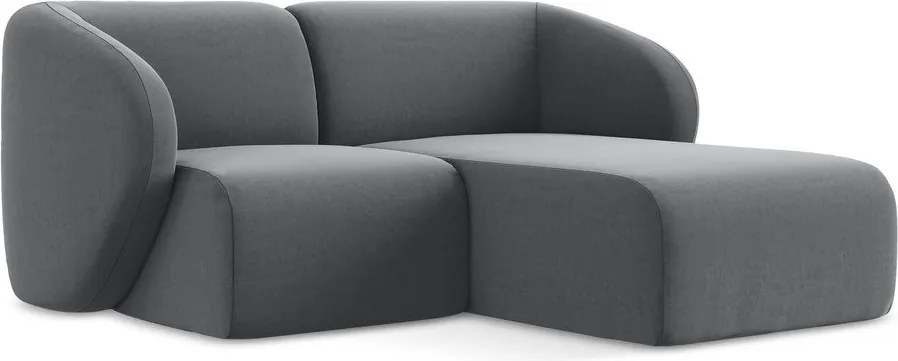 Sivá zamatová rohová pohovka (pravý roh/s leňoškou) Lani – Makamii