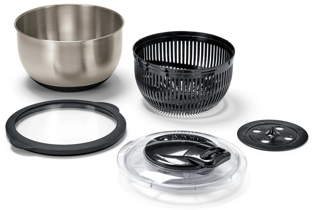 Odstredivka na šalát z ušľachtilej ocele s vekom