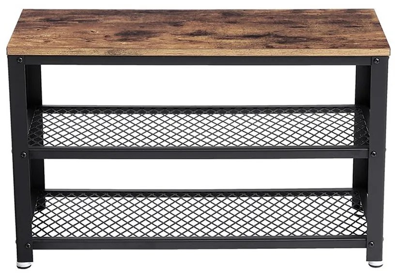 Lavica do predsiene s priestorom na topánky INDY, 73x30x45cm, hnedá/čierna Vasagle