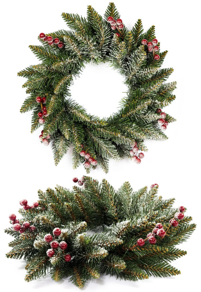 TRENDIE Vianočný veniec PREMIUM zasnežený s jarabinou 40 cm
