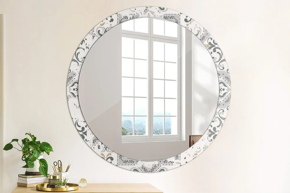 Okrúhle ozdobné zrkadlo na stenu Retro dlaždice fi 100 cm