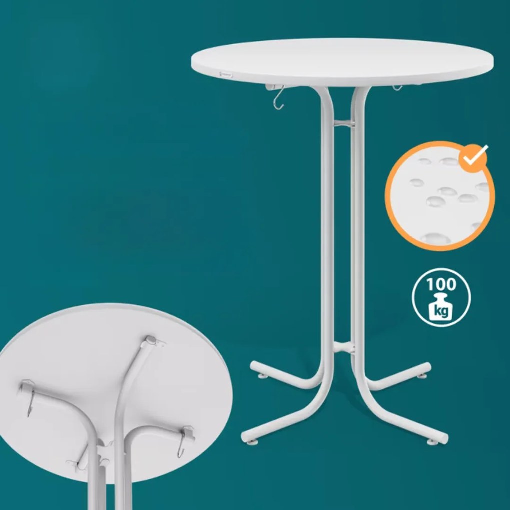 Barový stôl RAUL sklápateľný 110x80cm, biela Casaria