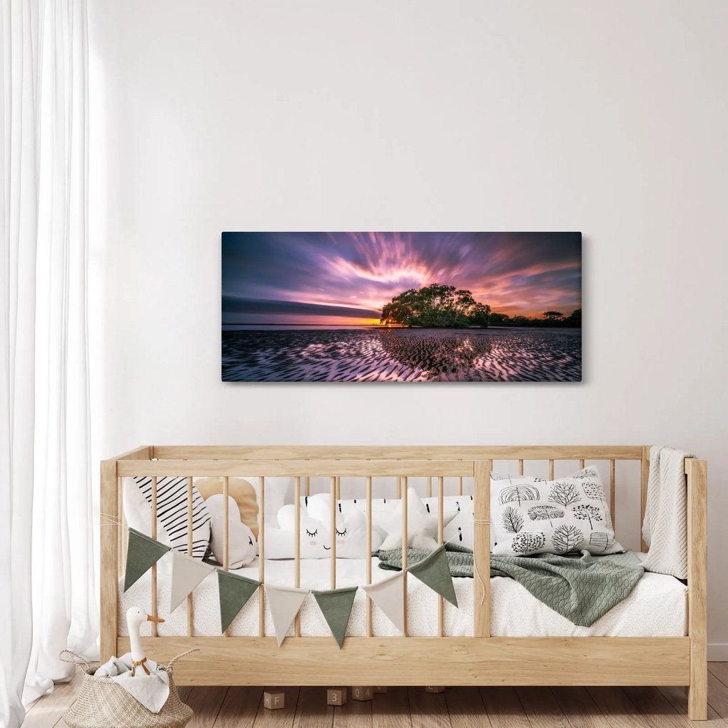 Obraz stromu na pláži (120x50 cm)