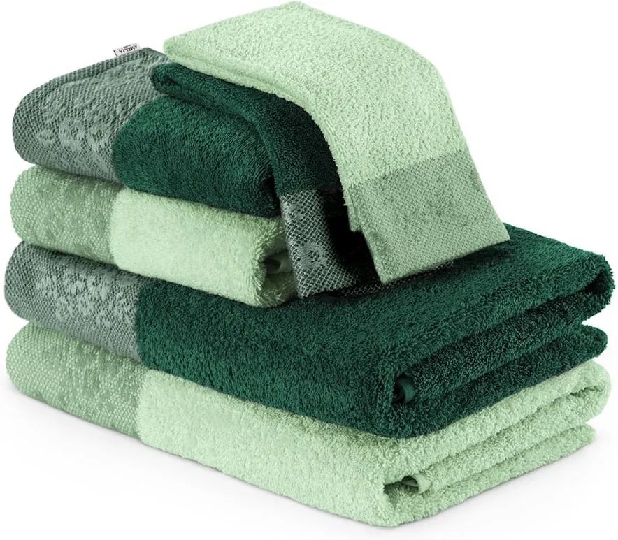 Sada 6 zelených uterákov a osušiek AmeliaHome