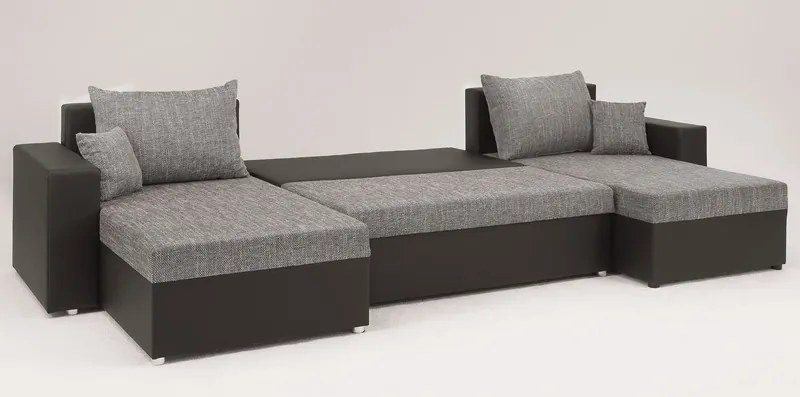 Sedacia súprava Rumba, tvar U, čierna ekokoža/melírová tkanina