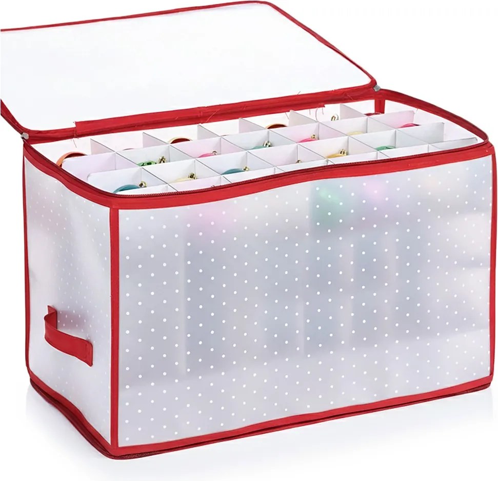 VILDE Vianočný úložný box na gule, ozdoby a vianočné dekorácie, na 112 kusov, bodkovaný