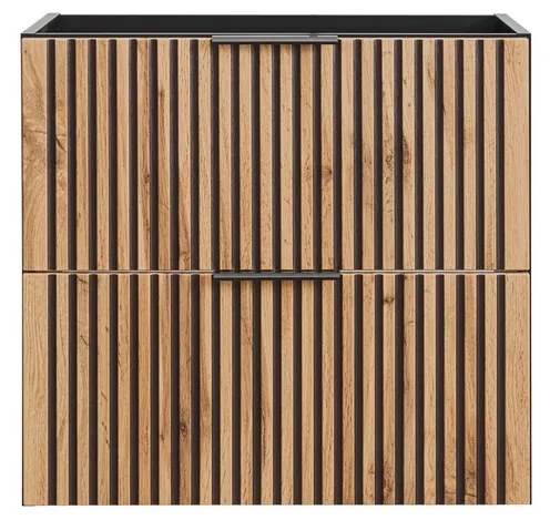 Koupelnová sestava Casad s deskou, umyvadly, zrcadly a skříňkami 120 cm černá/dub wotan