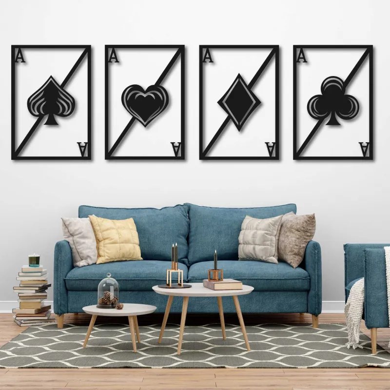 Originálny štvordielny obraz na stenu - hracia karty| SENTOP PR0426 plywood