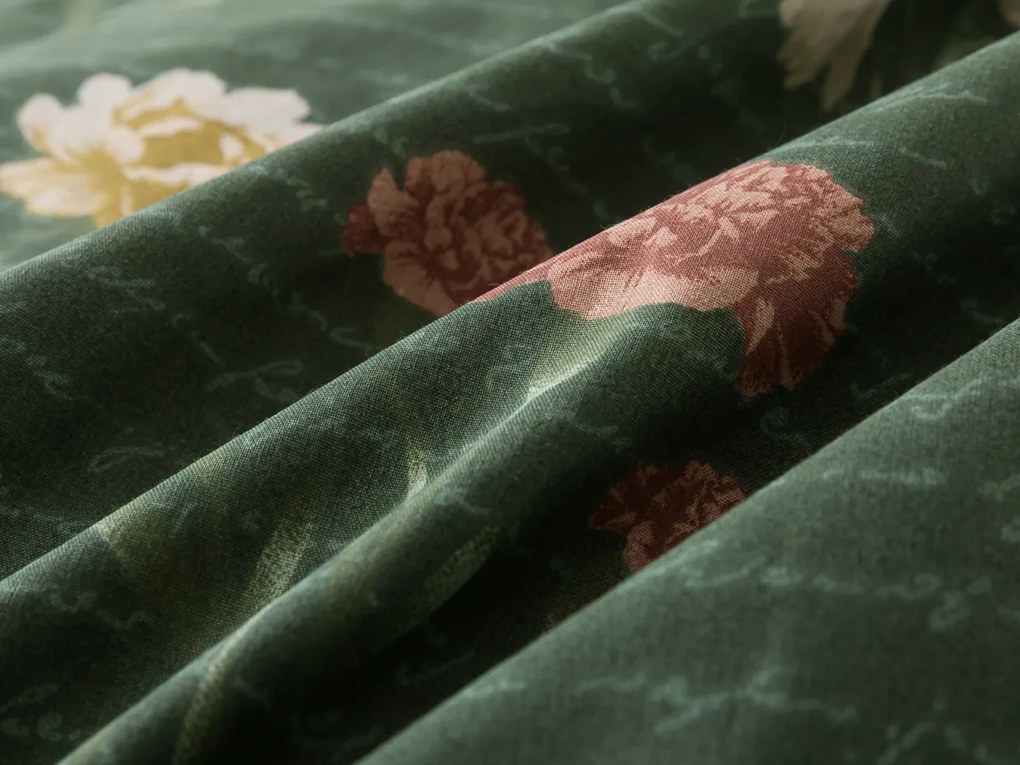 XPOSE® Bavlnené Renforcé obliečky LESNÁ BOTANIKA DUO - biele/tmavo zelené