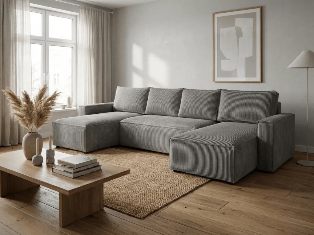 AKCIA Sivá sedacia súprava do U SMART COSARO 295x140 cm II. akosť