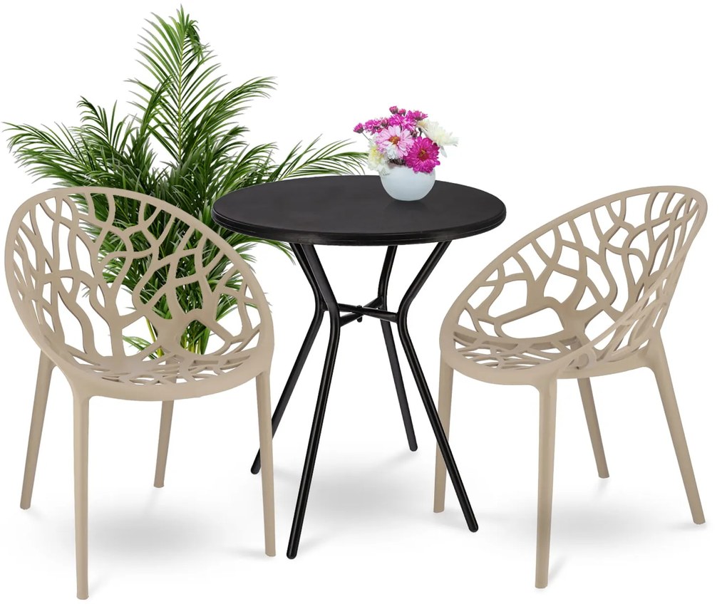 Dekorstudio Balkónové sedenie ALBERO béžové - 2x stolička + 1x stôl