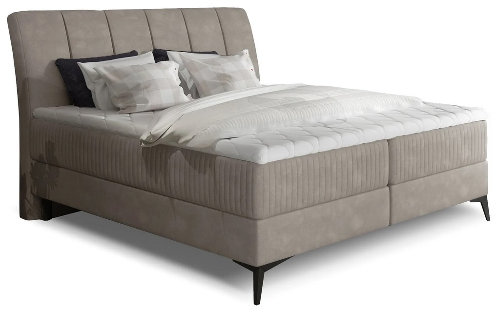 Manželská posteľ Boxspring 180 cm Alberto (béžová) (s matracmi). Akcia -12%. Vlastná spoľahlivá doprava až k Vám domov. 1027401
