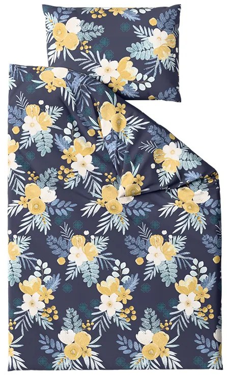 Obliečky z mikrovlákna FLOWERISH tmavo modré Rozmer obliečky: 2 ks 70 x 90 cm | 200 x 220 cm