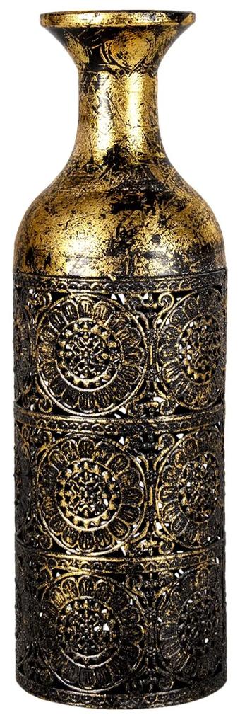 Zlatá dekoračné váza s patinou so vzorom Joslin - Ø 12*39 cm