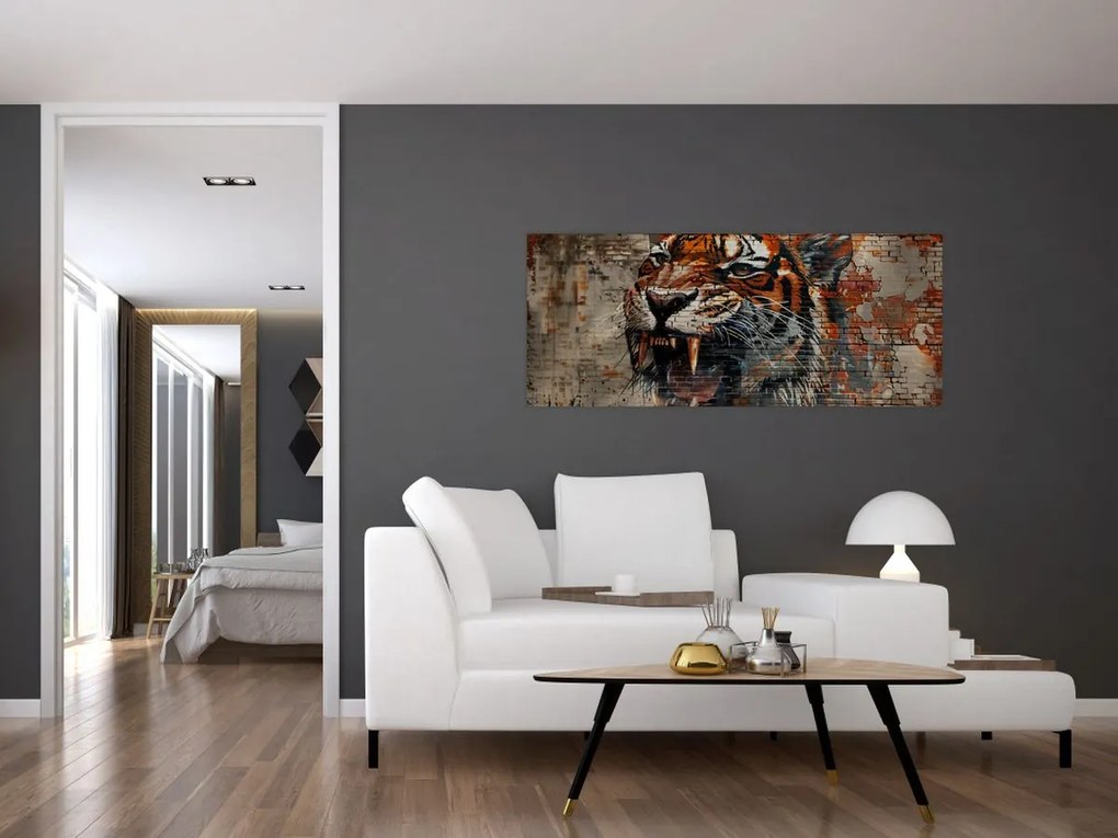Obraz - Tiger z tehál (120x50 cm)