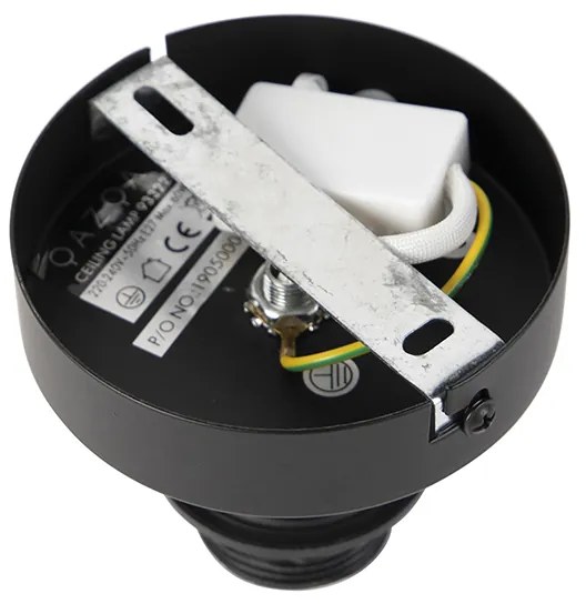 Stropné svietidlo čierne s plochým tienidlom s motívom páv 45 cm - Combi