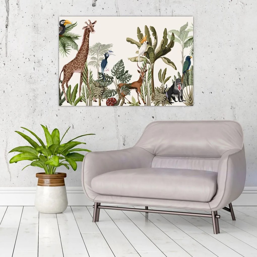 Obraz - Džungľa plná zvieratiek (90x60 cm)