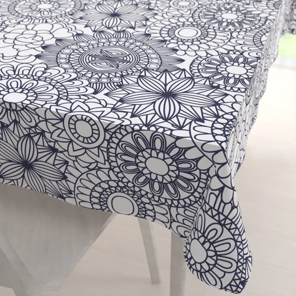 Biante Bavlnený obdĺžnikový obrus Sandra SA-274 Tmavo modré mandaly na bielom 120x160 cm