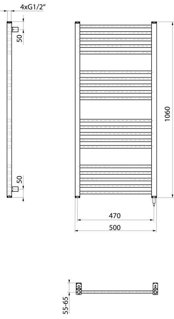 Sapho Sapho, METRO-E elektrické vykurovacie teleso, rovné, 500x1060 mm, 400 W, biela, ME410