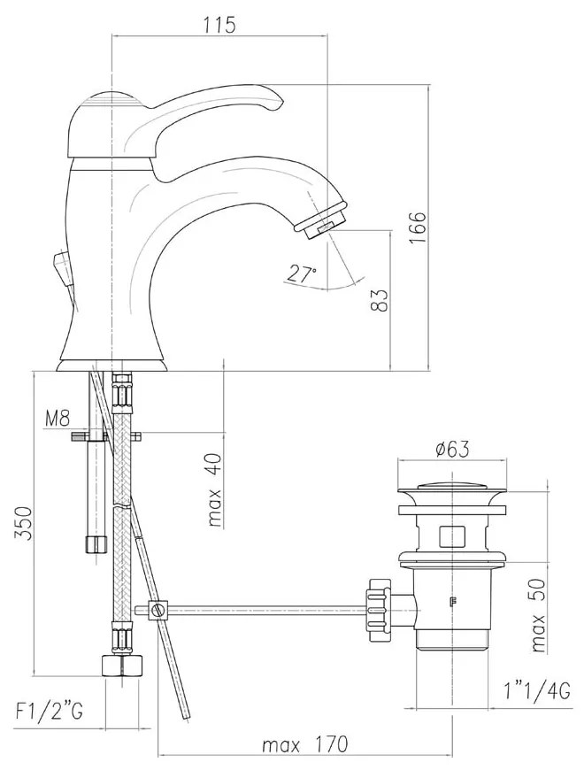 Stojančeková umývadlová batéria v zlatej farbe Kirké – Sapho