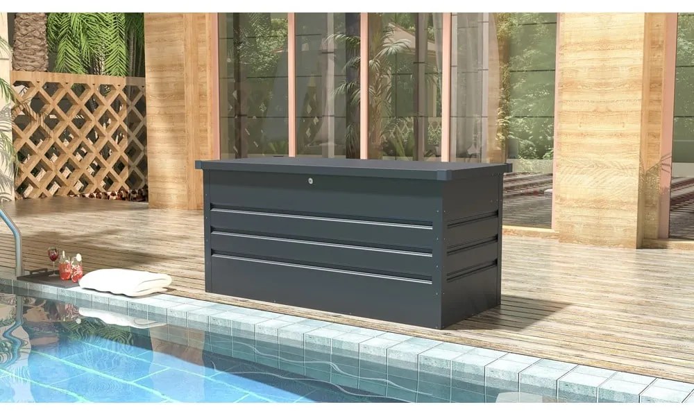 Antracitový záhradný úložný box Max A – Rojaplast