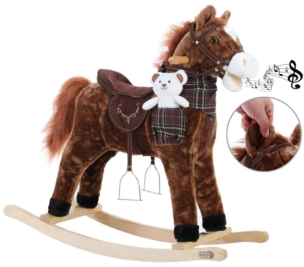 Hojdací koník hnedý so zvukovým efektom Spielwerk