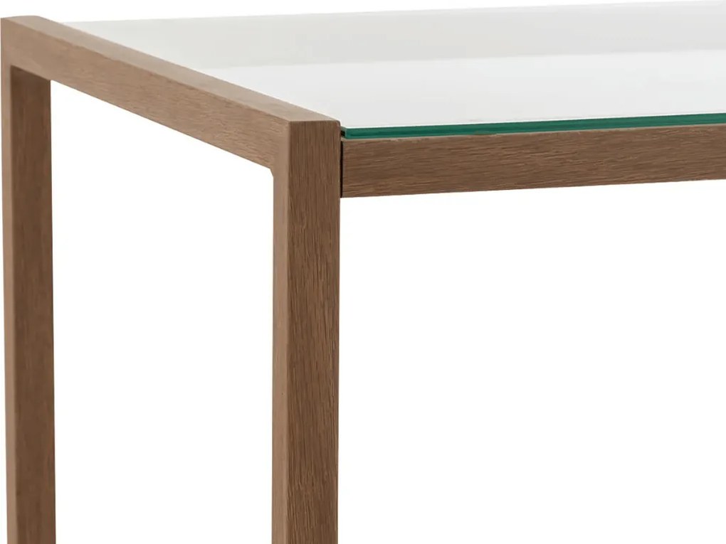 Konferenčný stolík NATURELE so sklenenou doskou 90x50 cm, tmavohnedý